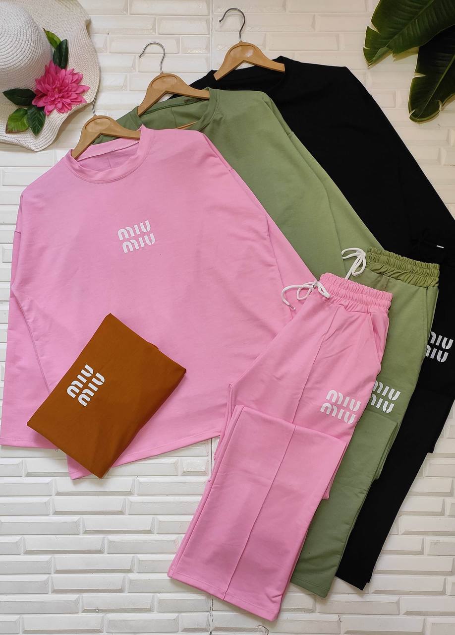 ست تیشرت شلوار پنبه گلکسی مدل میو میو