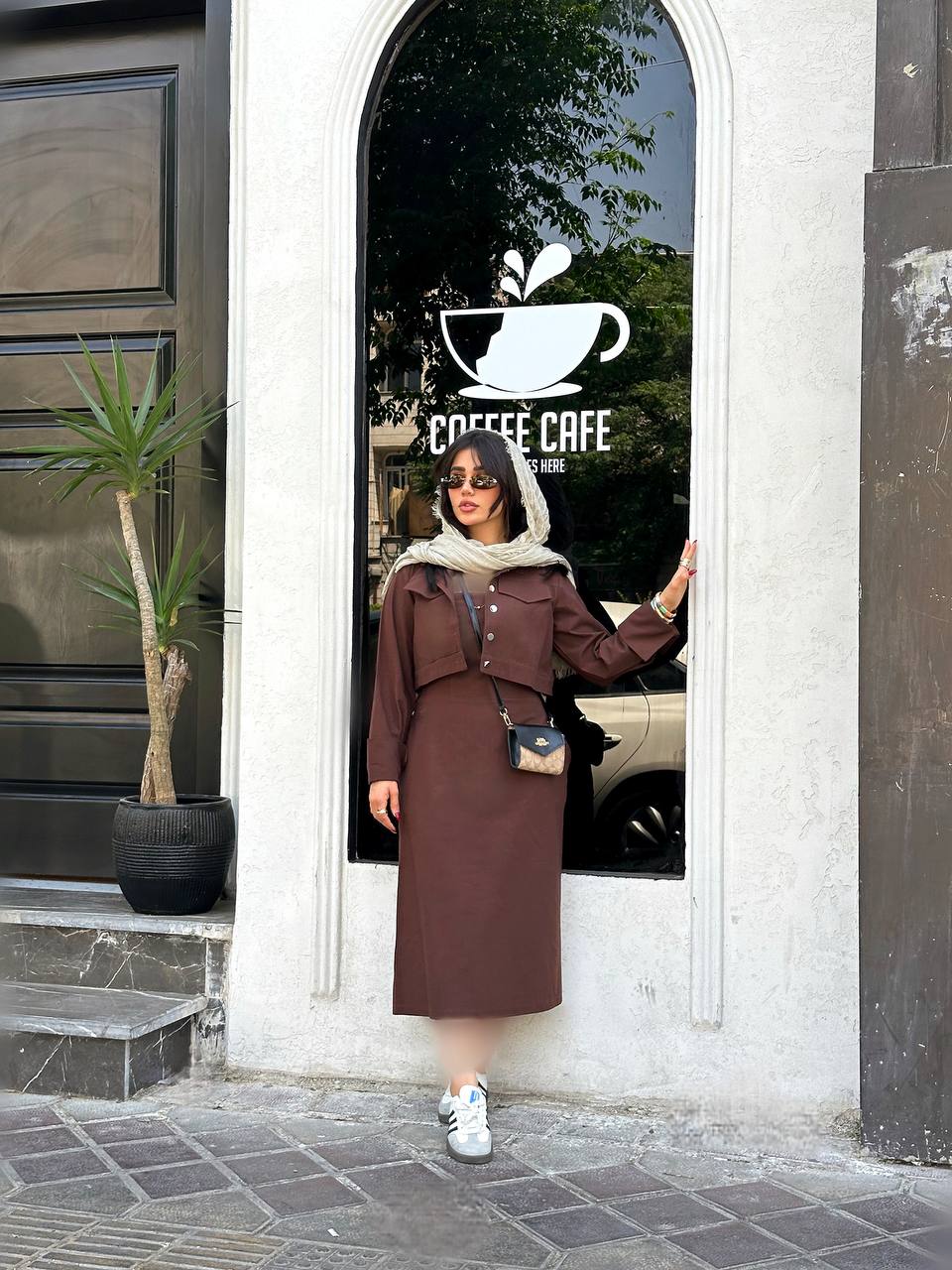 سارافن دکولته دو تیکه کتان لینن