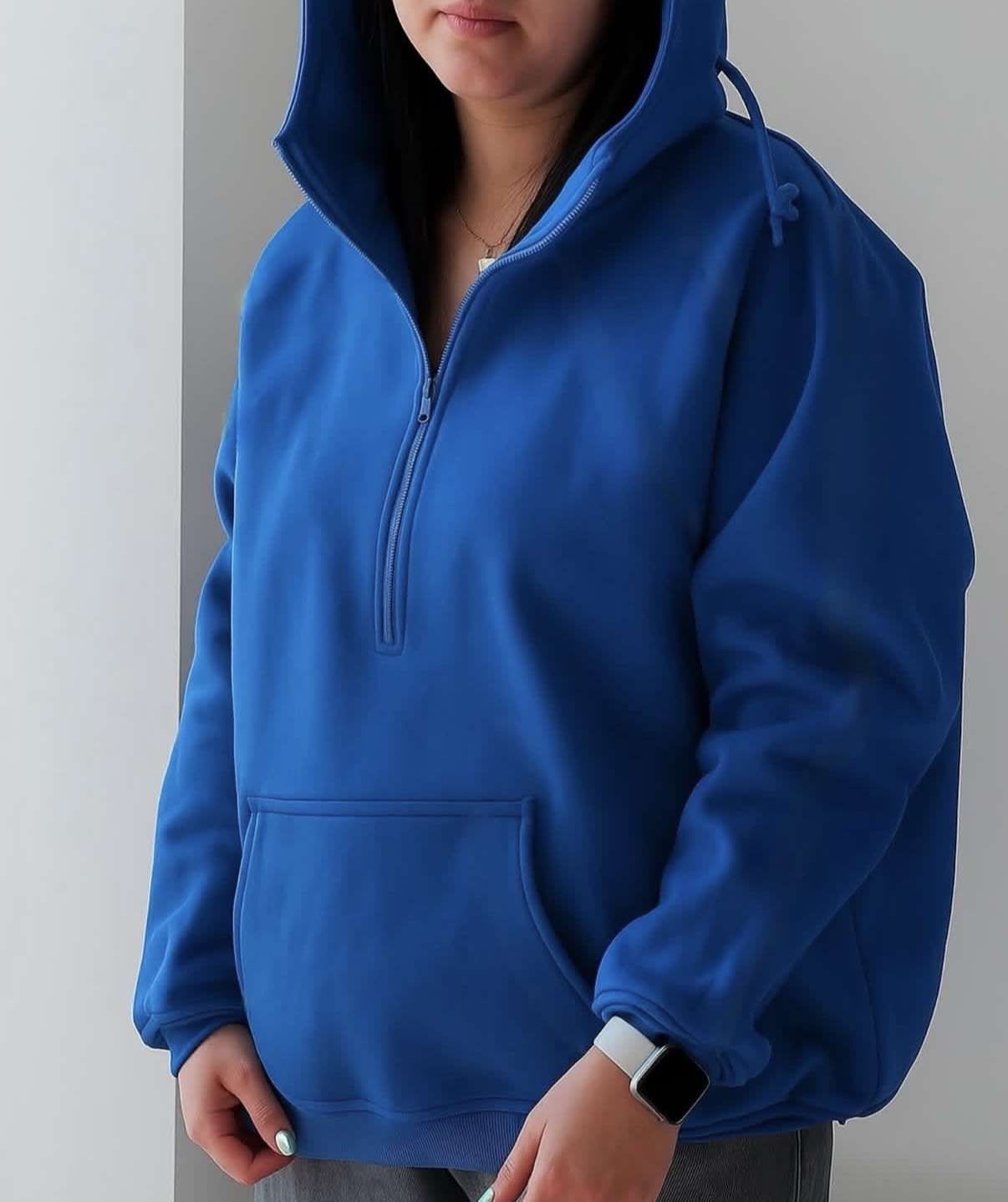 هودی نیم زیپ پنبه تو کرکی اسپرت